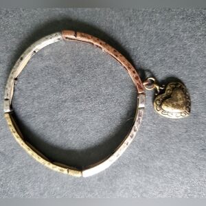 Elegant Mixed Metal Heart Charm Bracelet